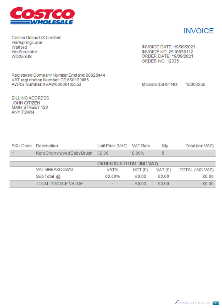 Download USA Costco invoice Photoshop template